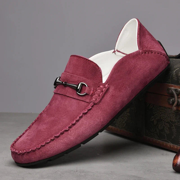 Men's Suede Loafers – Horse-Bit Detail, Non-Slip Sole