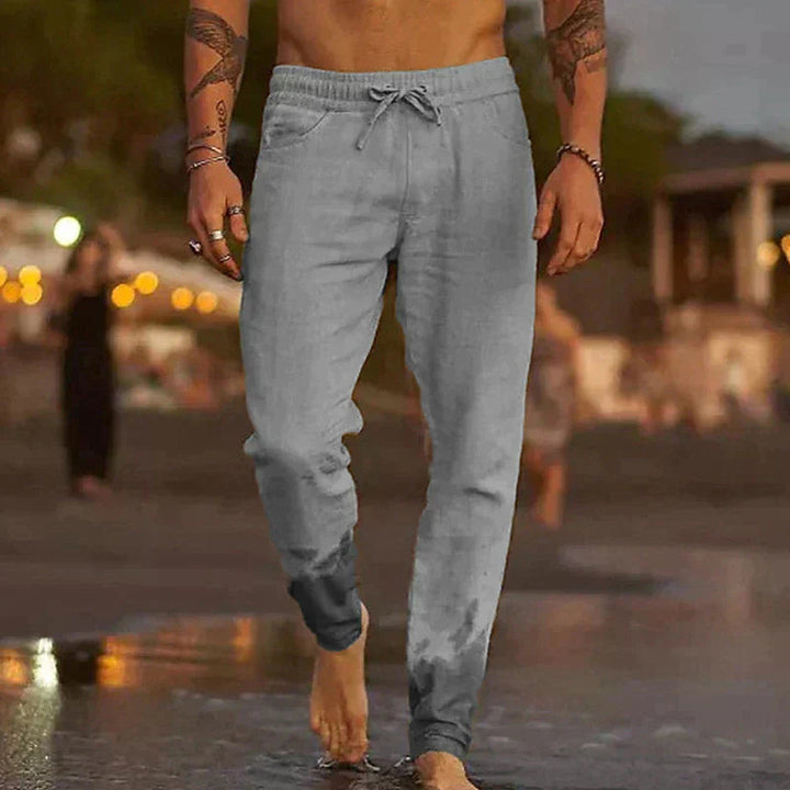 Men's Cotton-Linen Trousers – Relaxed Tapered Summer Style – Grey