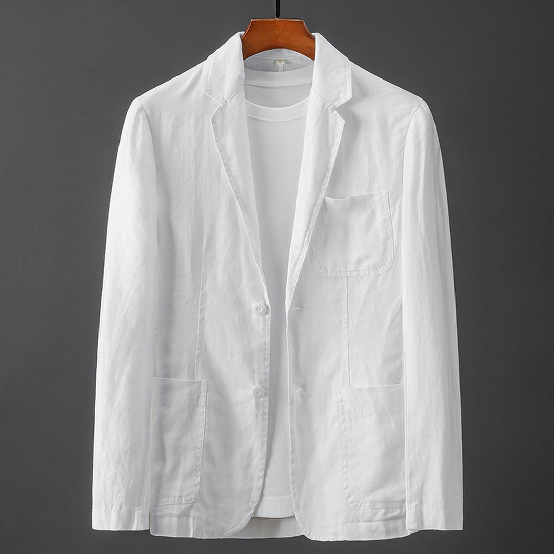 Men's Linen-Cotton Blazer – Lightweight Summer Tailoring – Blue