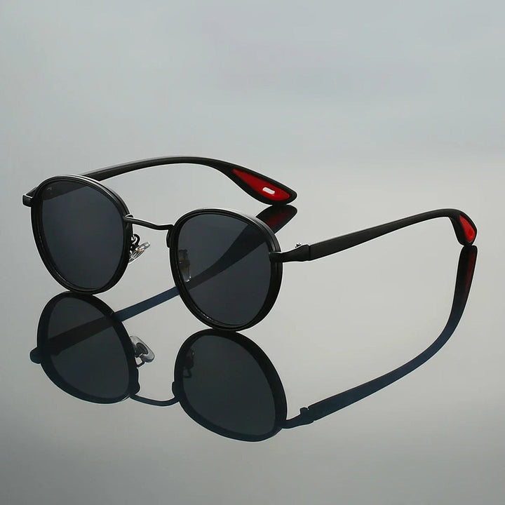 Men's Round Metal Sunglasses – UV400 Retro Everyday Shades – Brown