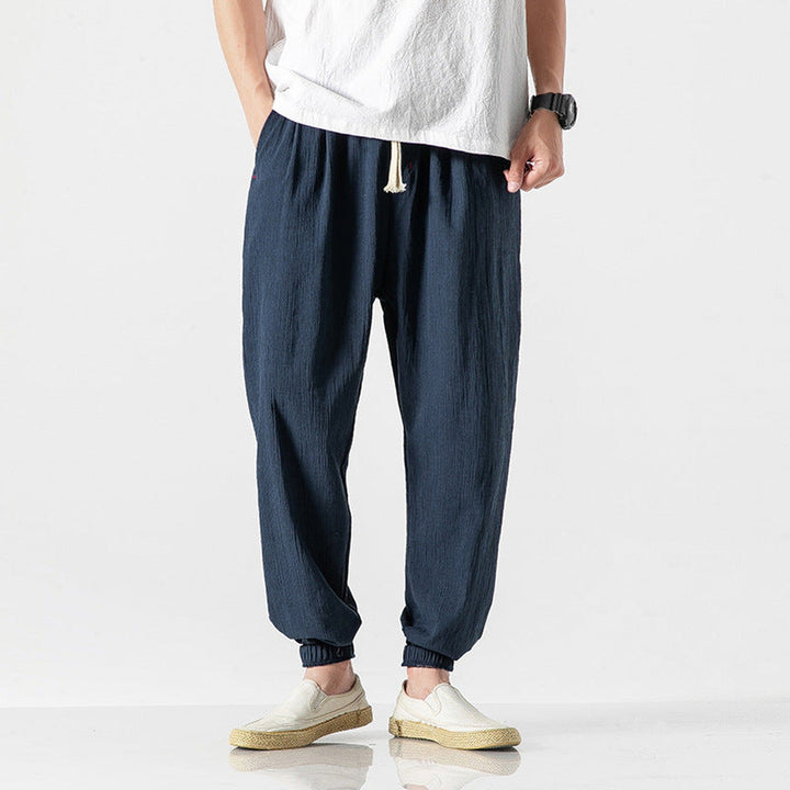 Men's Linen Blend Joggers – Lightweight Tapered Summer Trousers – view 4