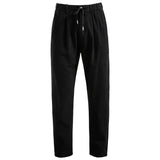 Men's Linen Blend Trousers – Relaxed Pleated Drawstring Fit
