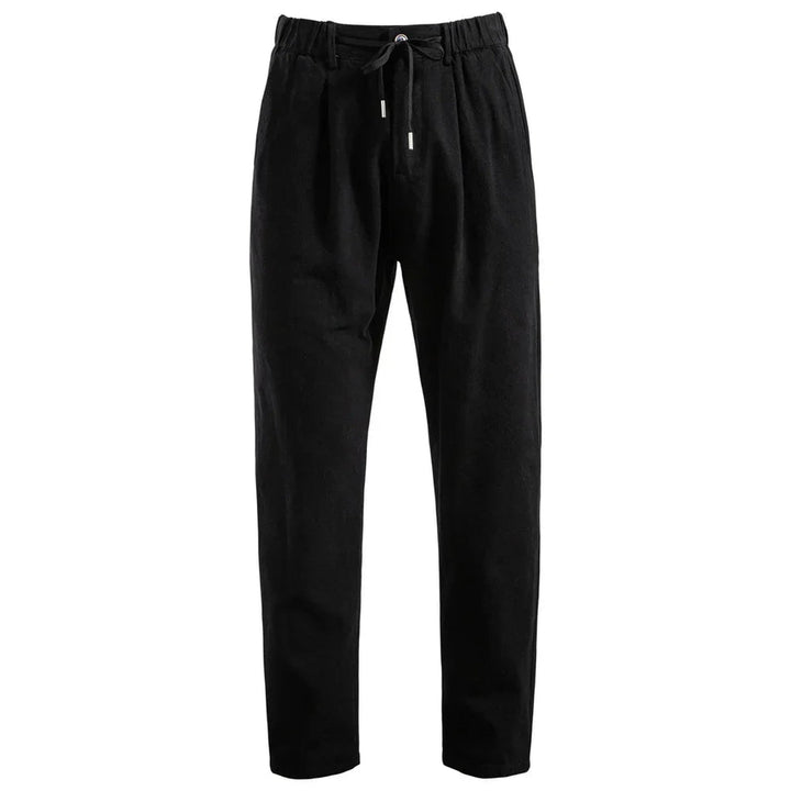 Men's Linen Blend Trousers – Relaxed Pleated Drawstring Fit – view 3
