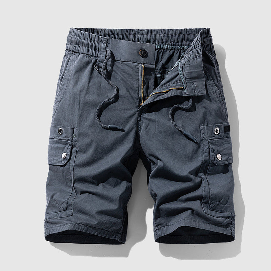Men's Cotton Twill Cargo Shorts – Tailored Utility Fit – Black