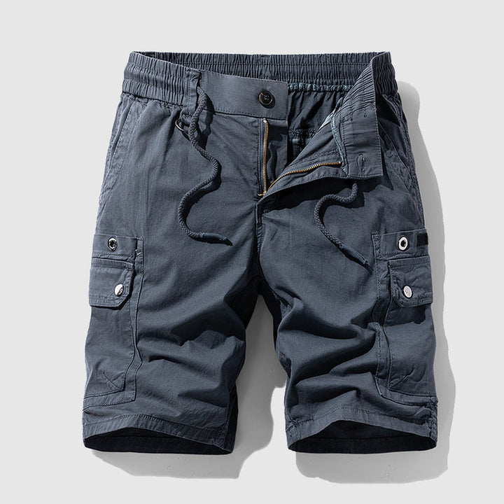 Men's Cotton Twill Cargo Shorts – Tailored Utility Fit – Black