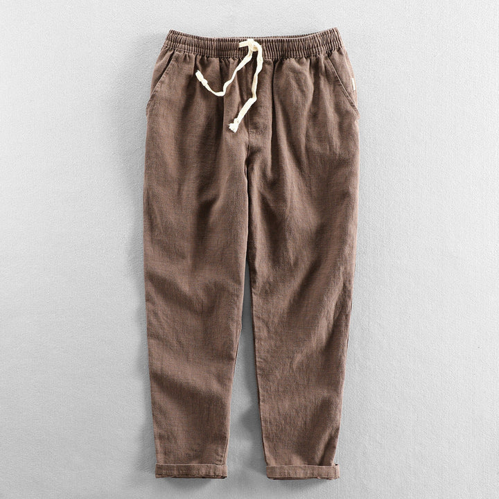 Men's Linen Drawstring Trousers – Relaxed Summer Tailoring – Navy