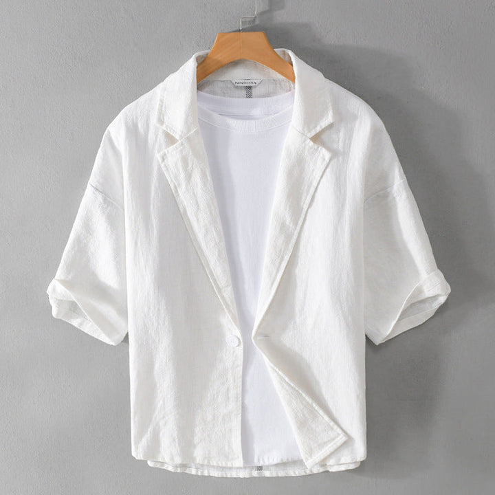 Men's Linen Blend Summer Blazer – Relaxed Tailored Jacket – Beige