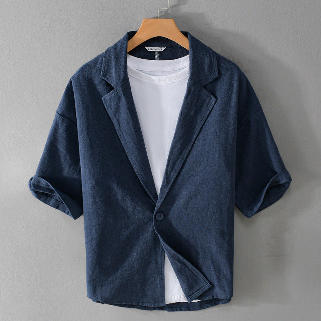 Men's Linen Blend Summer Blazer – Relaxed Tailored Jacket – White