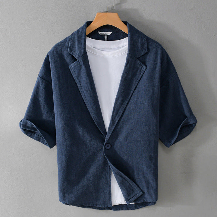 Men's Linen Blend Summer Blazer – Relaxed Tailored Jacket – White