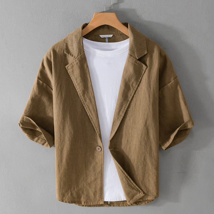 Men's Linen Blend Summer Blazer – Relaxed Tailored Jacket – Blue