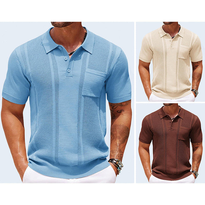 Men's Knitted Polo Shirt – Breathable Textured Summer Top – All 3 Colours