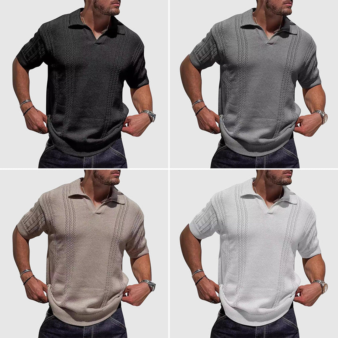 Men's Cotton-Blend Knitted Polo Shirt – Smart Casual Texture – All Colours Bundle (Buy 3 Get 1 Free)