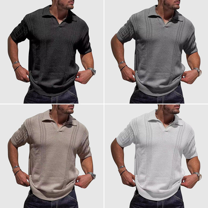 Men's Cotton-Blend Knitted Polo Shirt – Smart Casual Texture – All Colours Bundle (Buy 3 Get 1 Free)