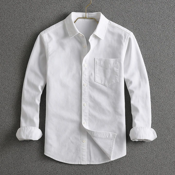 Men's Cotton Oxford Shirt – Classic Smart Casual Button-Down – White