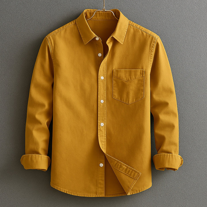 Men's Cotton Oxford Shirt – Classic Smart Casual Button-Down – Yellow