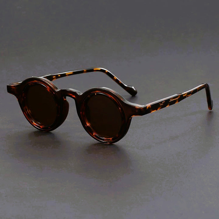 Men's Round Acetate Sunglasses – Retro Frames with UV Protection – Brown