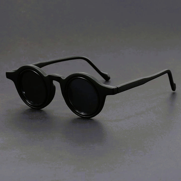 Men's Round Acetate Sunglasses – Retro Frames with UV Protection – Black