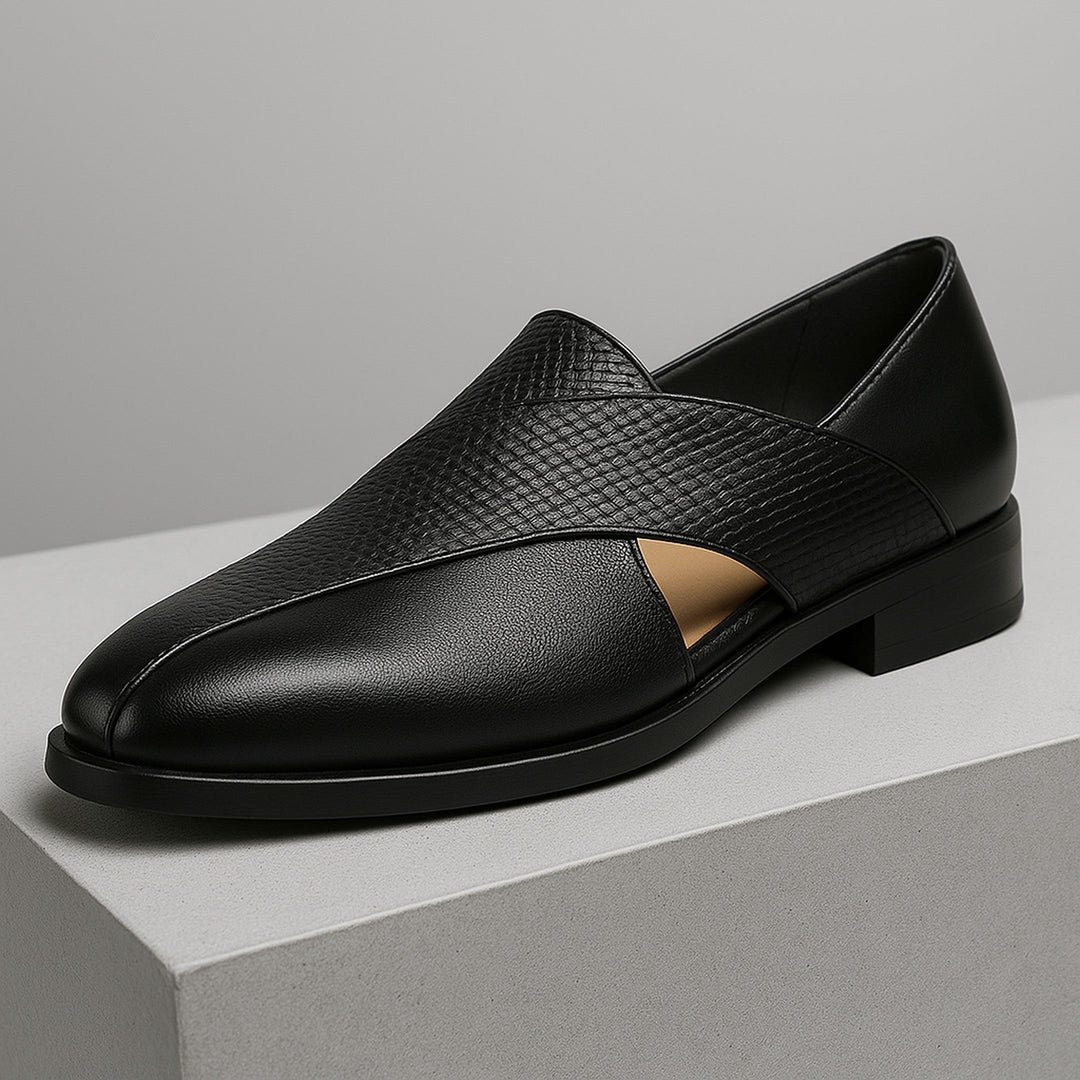 Men's Leather Cross-Strap Loafers – Smart Casual Slip-On Shoes – view 12