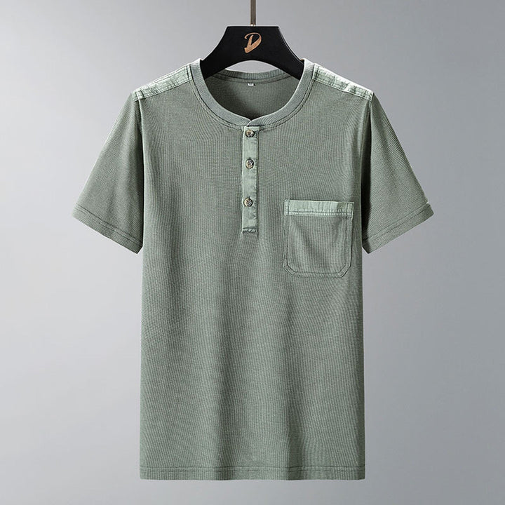 Men's Waffle-Knit Henley Top – Short Sleeve Casual Layer – view 2