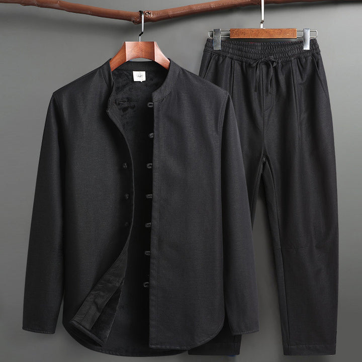 Men's Linen Lounge Set – Mandarin Collar Two-Piece Summer Co-ord – view 5