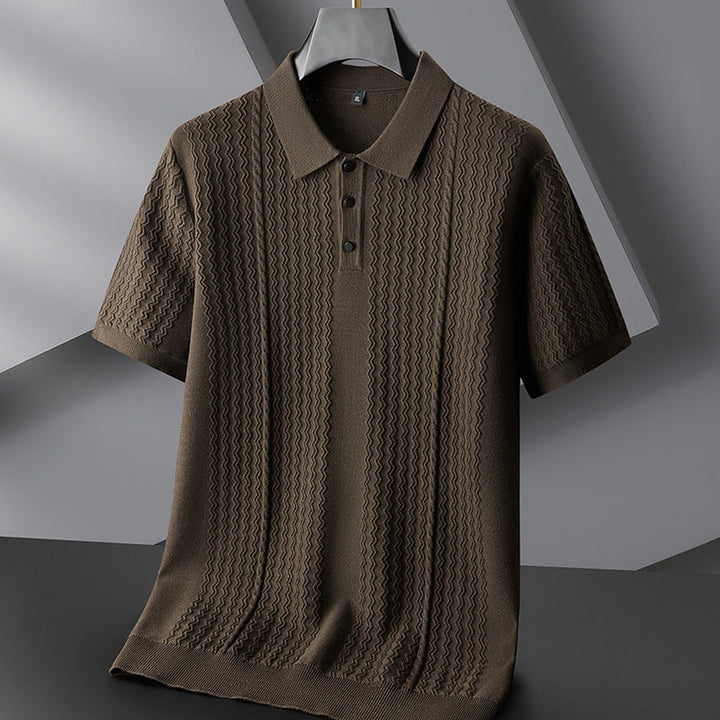 Men's Textured Knit Polo Shirt – Breathable Short-Sleeve Top – view 2