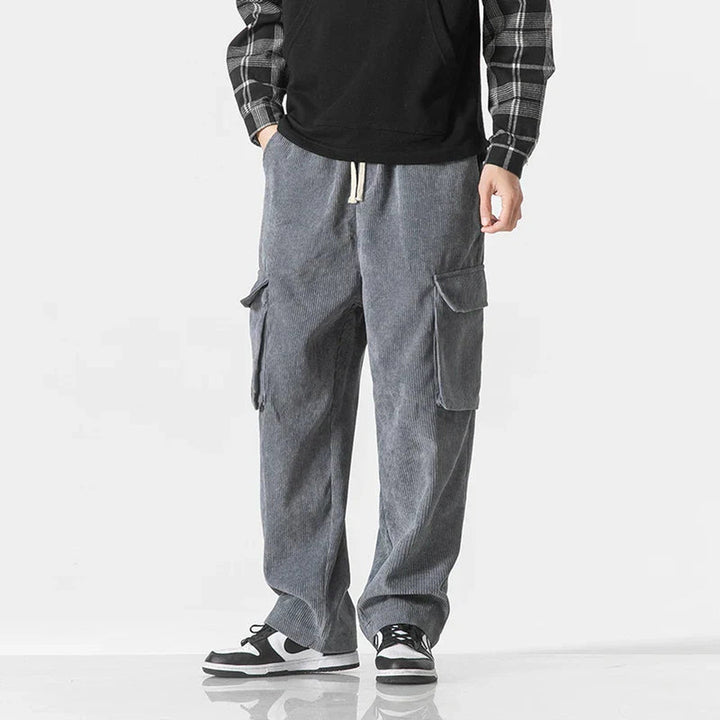 Men's Corduroy Cargo Trousers – Relaxed Drawstring Utility – view 6