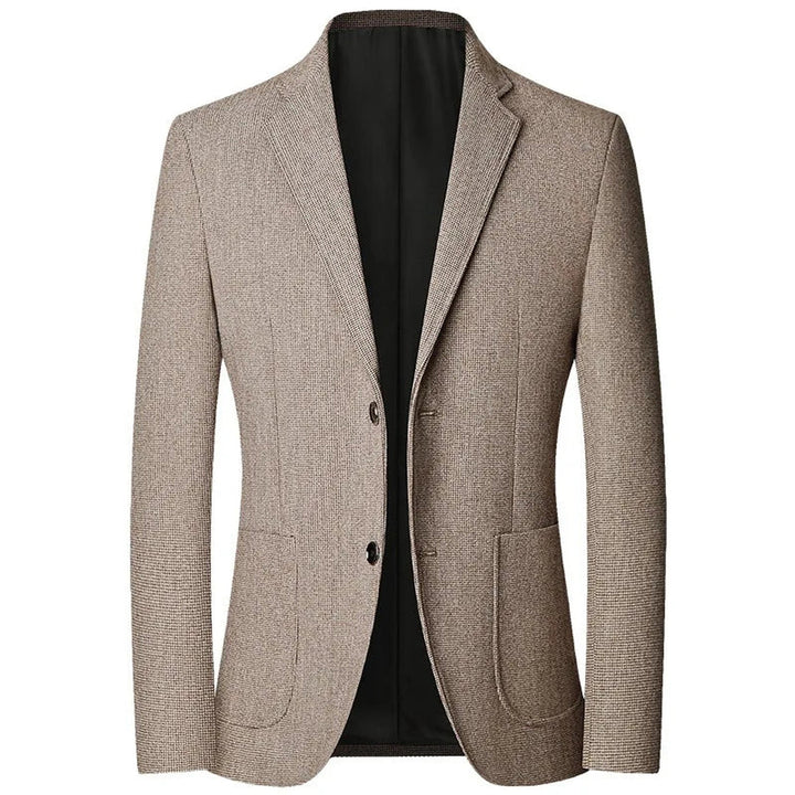 Men's Textured Knit Blazer – Tailored Smart-Casual Jacket – Camel