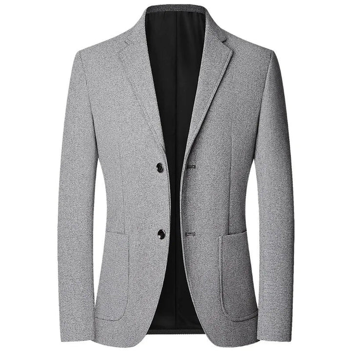 Men's Textured Knit Blazer – Tailored Smart-Casual Jacket – Grey