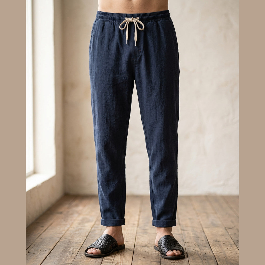 Men's Linen Trousers – Massimo Relaxed Drawstring Summer Fit – view 2