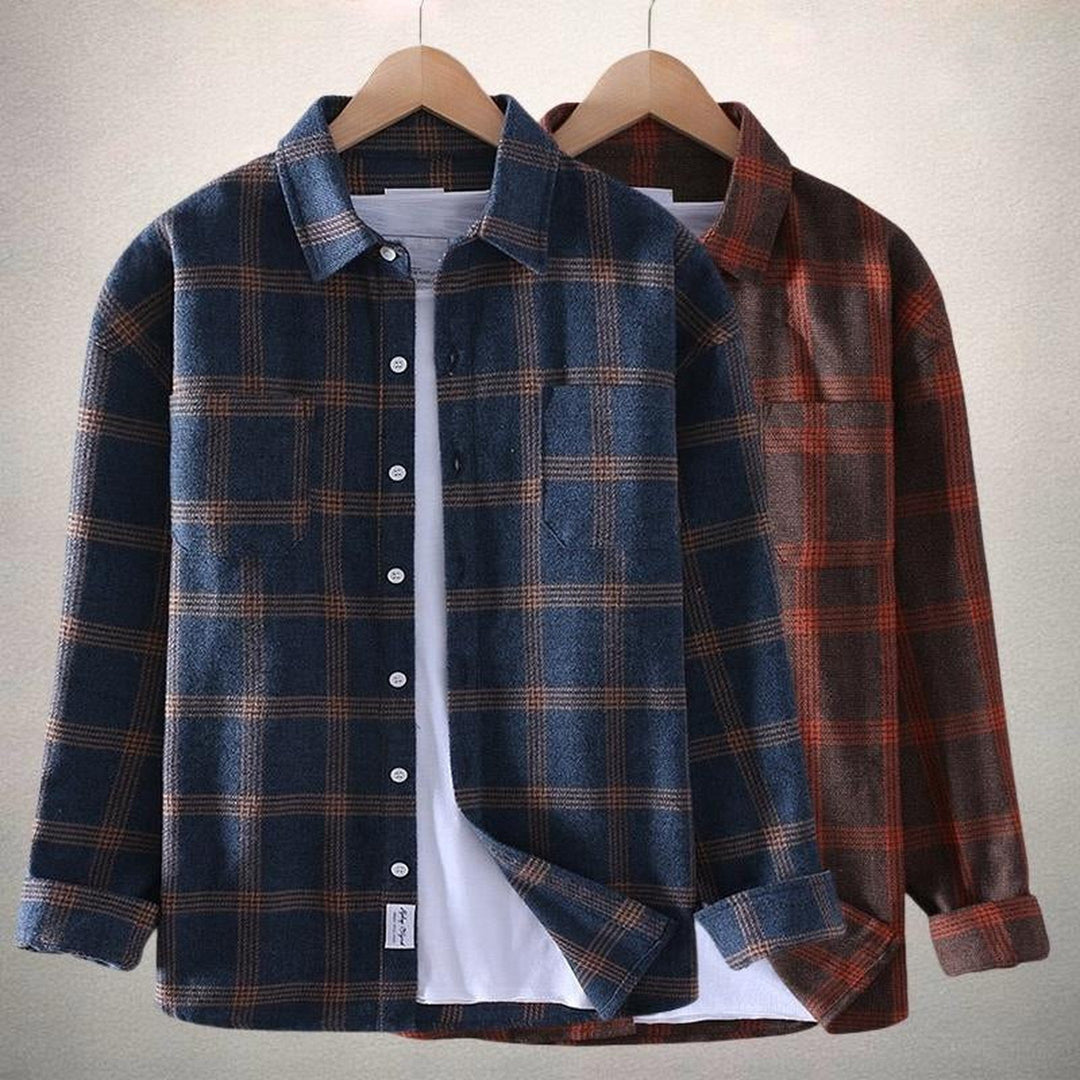 Men's Massimo Cotton Plaid Shirt – Smart-Casual Check Classic – Red
