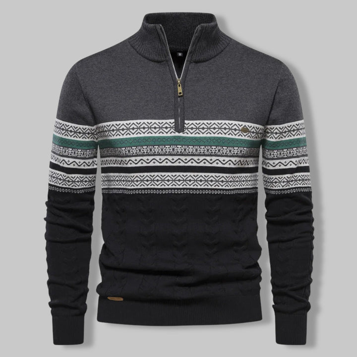 Men's Everest Cable Knit Quarter Zip Jumper – Alpine Warmth – Dark Grey