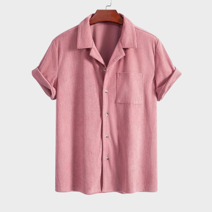 Men's Corduroy Cuban Collar Shirt – Short Sleeve Summer Staple – view 5
