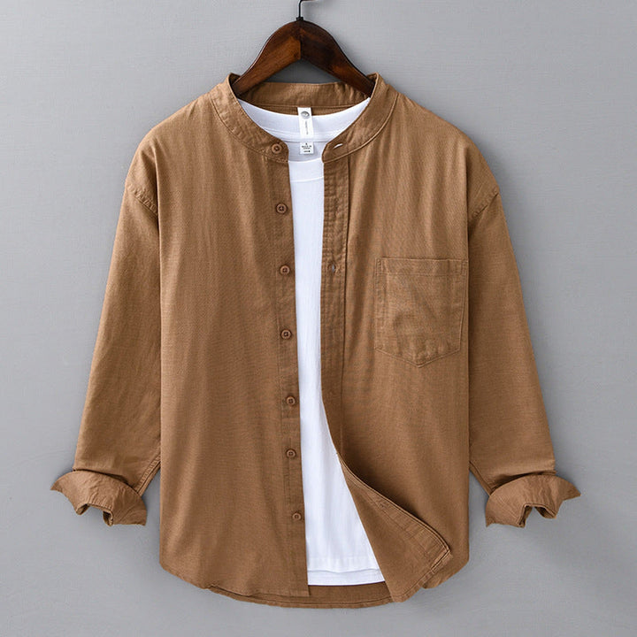 Men's Linen Grandad Collar Shirt – Minimalist Summer Style – view 6