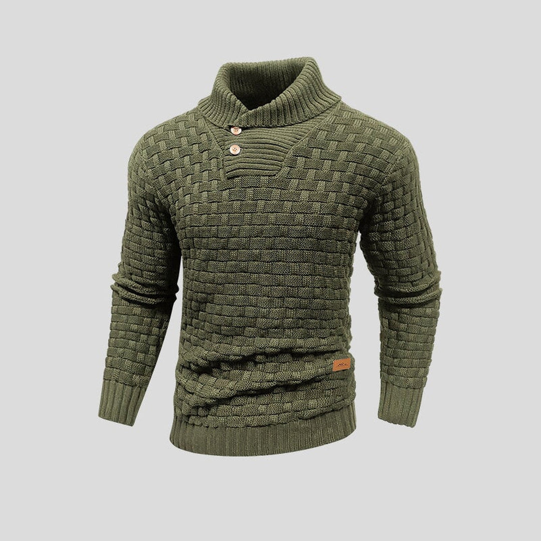 Men's Cotton Bamboo Jumper – Warm Knitted Sweater for Winter – Green
