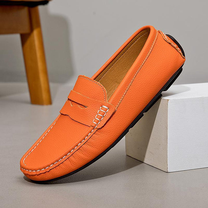 Men's Hand-Finished Leather Loafers – Cushioned All-Day Comfort – Amber