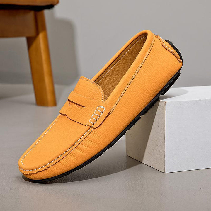 Men's Hand-Finished Leather Loafers – Cushioned All-Day Comfort – Gold