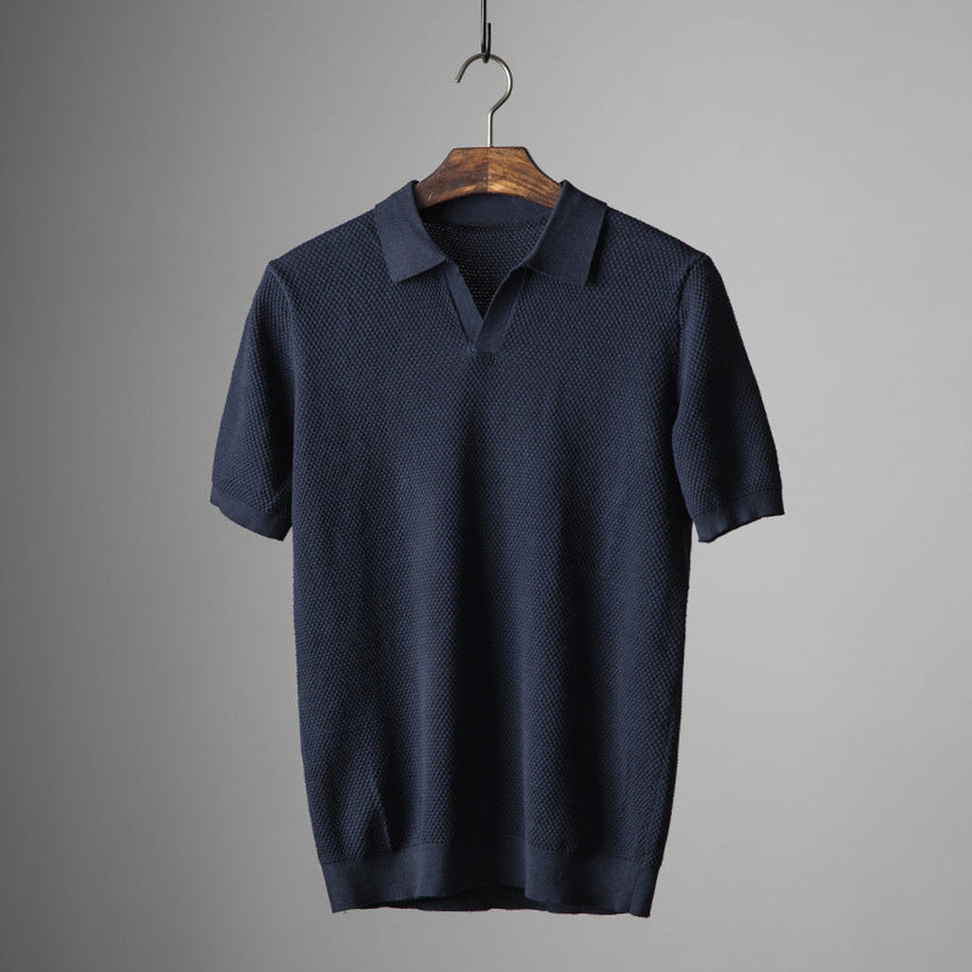 Men's Knitted Polo Shirt – Massimo Breathable Short Sleeve Top – view 2