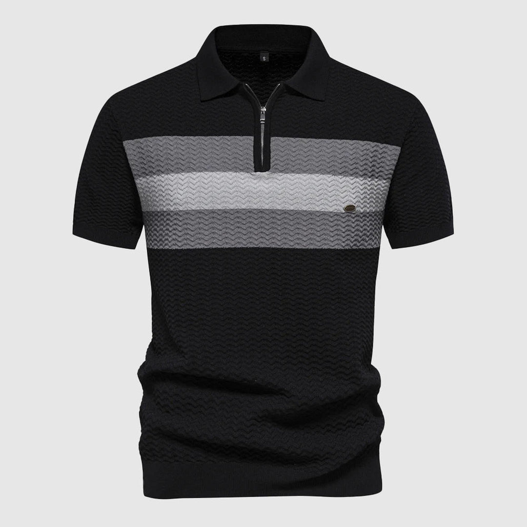 Men's Knitted Zip Polo Shirt – Breathable Short Sleeve Top – view 2