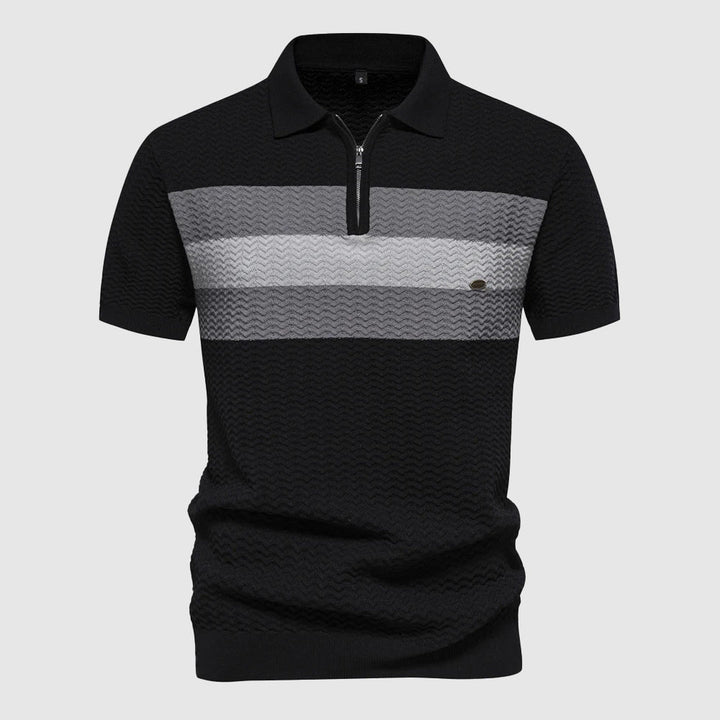 Men's Knitted Zip Polo Shirt – Breathable Short Sleeve Top – view 2