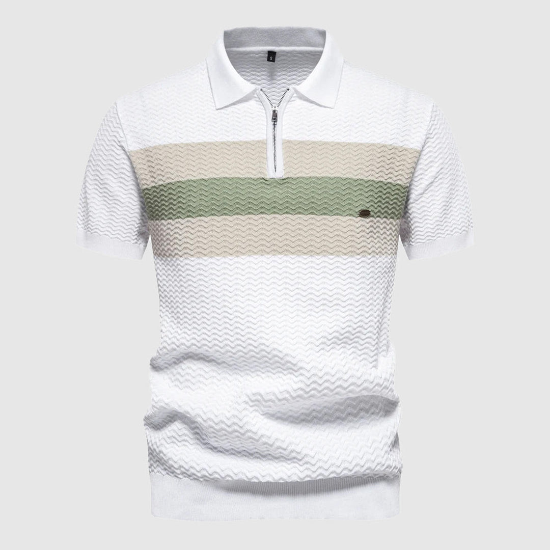 Men's Knitted Zip Polo Shirt – Breathable Short Sleeve Top – view 3