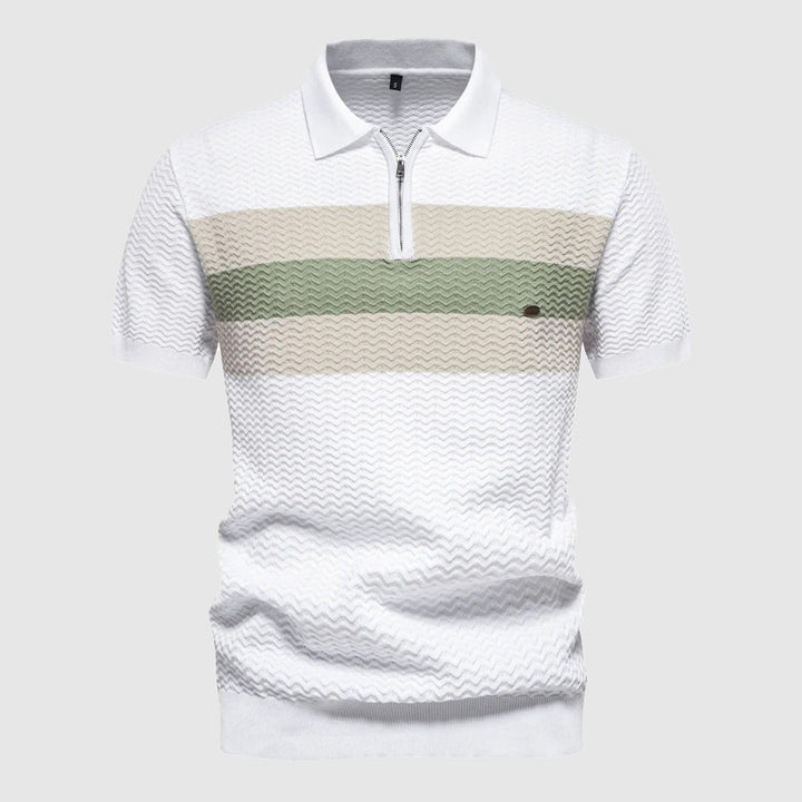 Men's Knitted Zip Polo Shirt – Breathable Short Sleeve Top – view 3