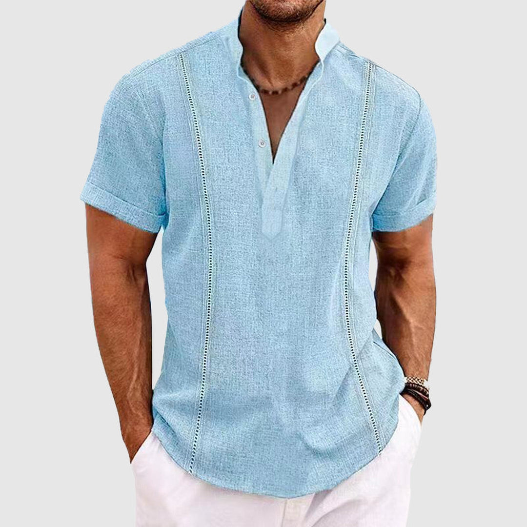 Men's Linen Blend Shirt – Harbour Short Sleeve Summer Shirt – White