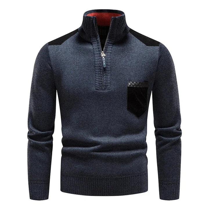 Alpine Men's Half-Zip Knit Jumper – Warm Layering Essential – Blue