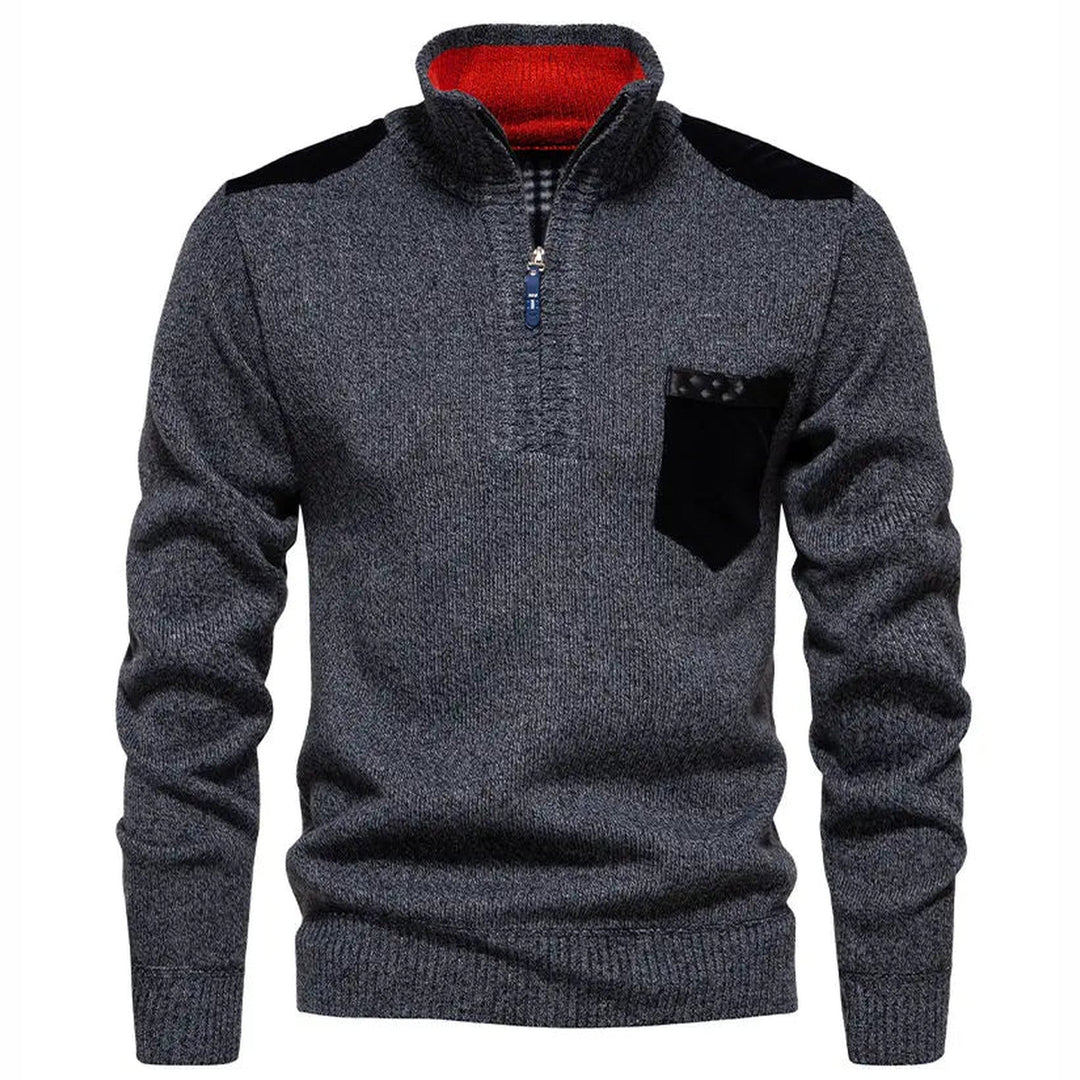 Alpine Men's Half-Zip Knit Jumper – Warm Layering Essential – Dark Grey