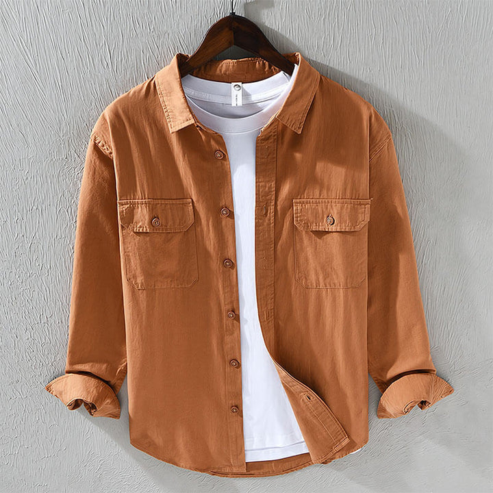 Men's Cotton Button-Down Shirt – Lisbon Relaxed Everyday Layer – view 3