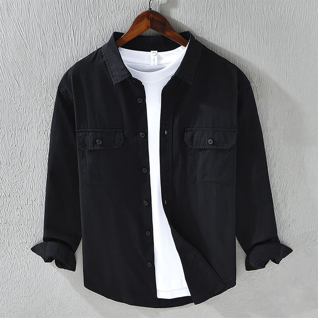 Men's Cotton Button-Down Shirt – Lisbon Relaxed Everyday Layer – view 5