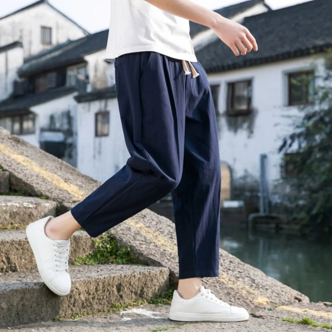 Men's Linen Drawstring Trousers – Veneto Relaxed Summer Wear – view 3