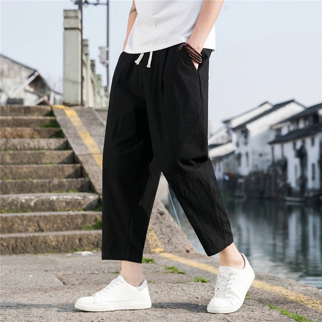 Men's Linen Drawstring Trousers – Veneto Relaxed Summer Wear – view 5