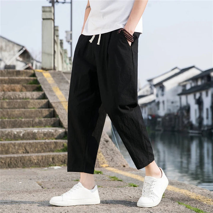 Men's Linen Drawstring Trousers – Veneto Relaxed Summer Wear – view 5