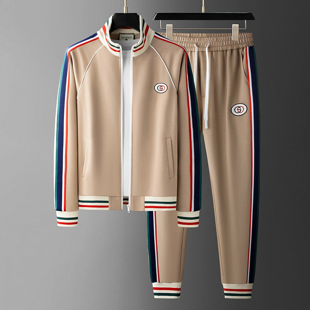 Men's Striped Zip Tracksuit Set – Stretch Knit Two-Piece – view 6